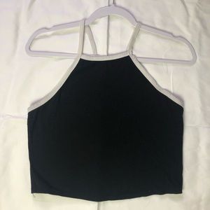 Black Cropped Halter Top